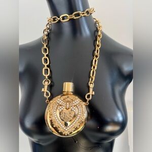 Dolce & Gabbana Devotion Sacred Heart perfume bottle necklace gold-tone dustbag